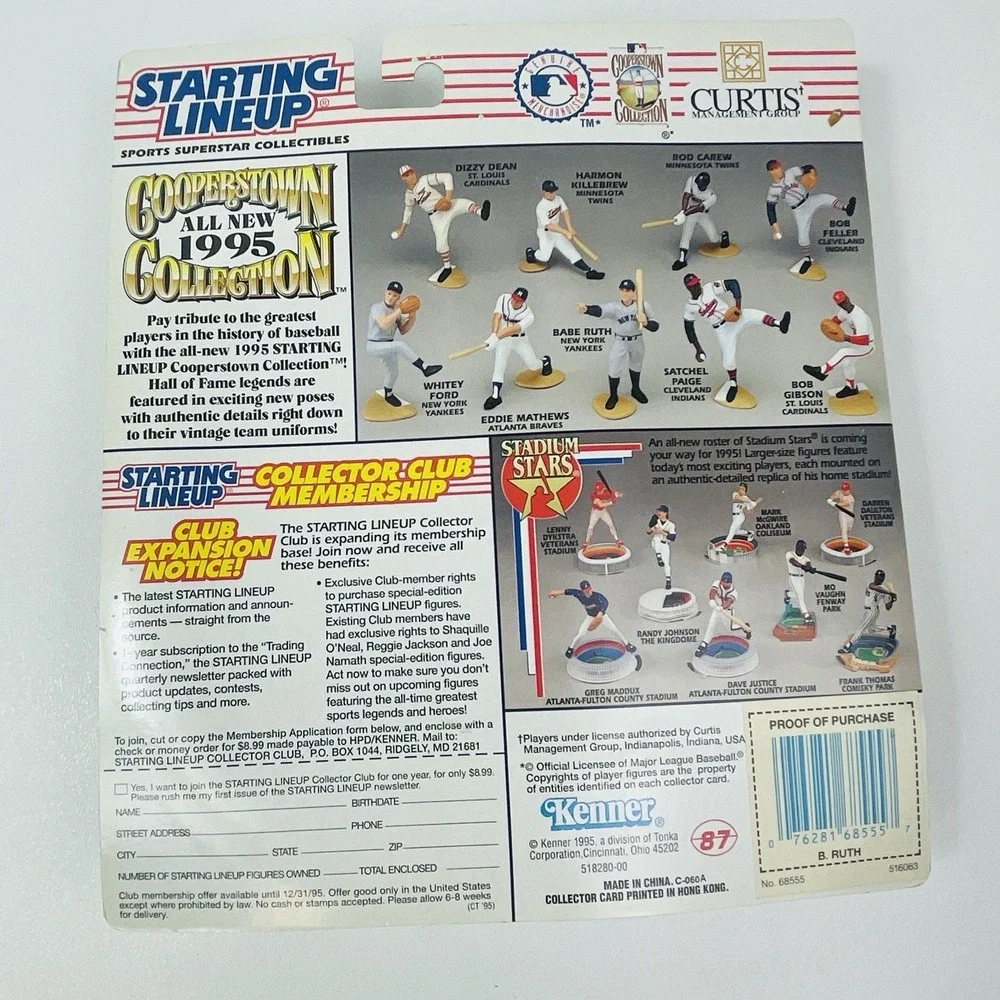 1995 BABE RUTH Kenner Starting Lineup Cooperstown Collection NY Yankees